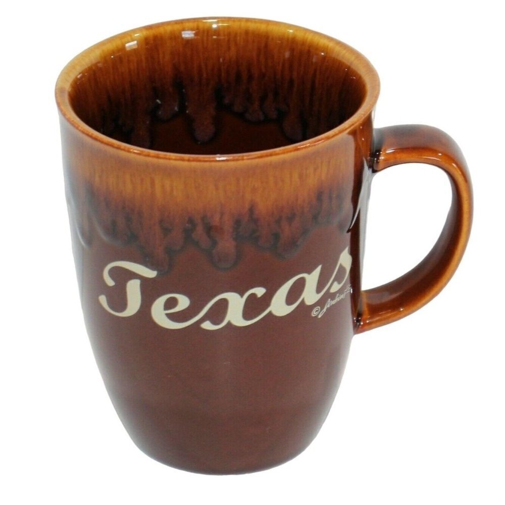 Coffee Cup Mug Texas‎ Drip Glaze Brown Jenkins 12oz